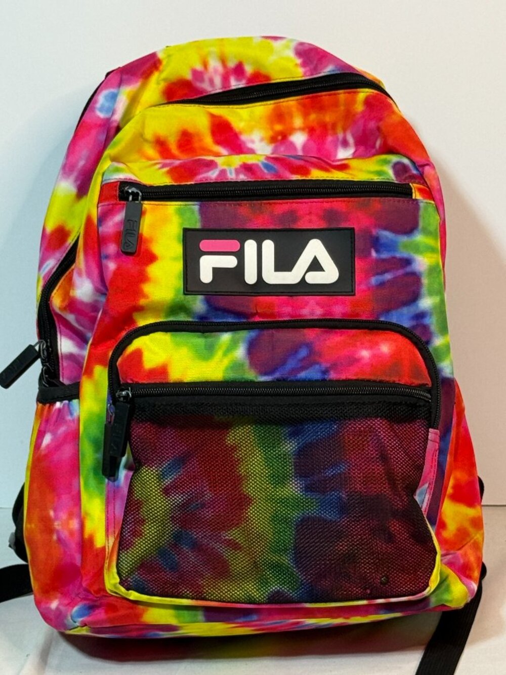 FILA Tie Dye Backpack Vibrant Rainbow School Travel Bag AT-13356